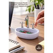 5 Adet Lavabo Şeklinde Ataç Kutusu Masa Düzenleyici Plastik Organizer, Ofis Paperclip Box, Küçük Saklama Kutusu