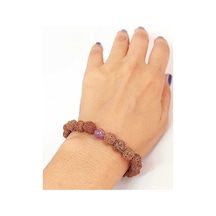 Ametist Taşlı Rudraksha Tohum Unisex Bileklik 8mm