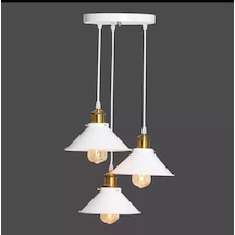 Retro Metal 3 Lü Dekoratif Rustik Beyaz Sarkıt Avize Çap:30 Cm