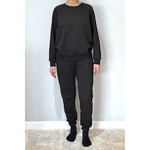 Kadın Sweatshirt Paçası Lastikli Eşofman Takımı 8006 Siyah Siyah Kadın Sweatshirt Paçası Lastikli Eşofman Takımı 8006 Siyah Siyah