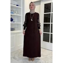 Rabia Şamlı Kayra Triko Elbise Acı Kahve Normal
