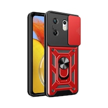 Herşeytrend İnfinix Zero 30 4g Kılıf Pars Lens Yüzüklü Silikon - Kırmızı Çok Renkli Diğer