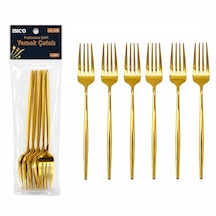 60 Parça Gold Yemek Çatal Seti 21cm - 1 Paket İçinde 6 Adet Vardır - 10 Paket Gönderilir 5492 Çr