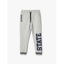 Koton Jogger Eşofman Altı Beli Bağlamalı Baskı Detaylı Cepli Şardonlu Gri 5wkb40056tk Gri