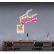 Whiskey Yazılı Ve Şekilli Neon Tabela Pembe