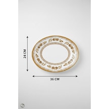 6'lı Ellips Oval Kayık Tabak 36cm Dijital Salda Rinart Krem