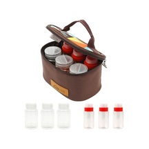 Ccgloball Baharat, Sıvı Sos Şişesi Kamp Barbekü Pikniği Için Çanta - Kırmızı Kahverengi