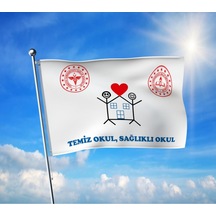 Temiz Okul Sağlıklı Okul Bayrağı Premium Raşel Kumaş 100x150 Cm Diğer