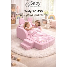 Saby Bebekler Ve Çocuklar İçin 70 X 130 Yataklı Tedy Modüler Sünger Oyun Parklı Beşik Ve Park Yatak