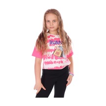 Toontoy Kids Toontoy Kız Çocuk Runner Baskılı Batikli Tişört Fuşya
