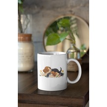 Patili Yavruların Neşesi-köpek Baskılı Beyaz Kupa Bardak