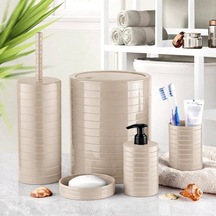 5 Li Lüx Banyo Seti Kullanışlı Sağlam Şık Banyo Seti Krem-ma014