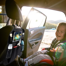 Qingmipy Siyah 600d Poliester Araba Koltuk Organizörü - 54.5x46cm, 260g, Taşıma Ve Depolama Fonksiyonu İle Dışarıda Seyahat İçin