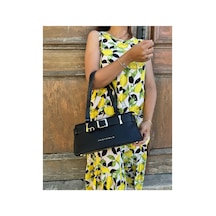 Just Polo Kadın Gold Aksesuarlı Kemer Detaylı Şık El Çantası Shopper Ebat : 14 X 30 Cm Siyah