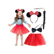 Minnie Mouse Kostüm Seti Etek Taç Kuyruk Papyon Gösteri Seti