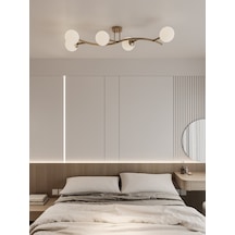 Noria Modern Eskitme Metal Gövdeli 5 Li Beyaz Cam Küre Avize