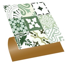 Tink Kendinden Yapışkanlı Karma Yeşil Londra Desenli Pvc Karo 30x30