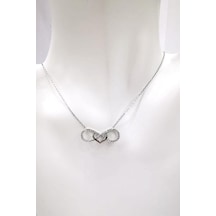Omar Silver Kadın Kalpli Sonsuzluk Model Zirkon Taşlı Gümüş Kolye (499460300)