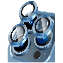 Ermer iPhone 13 Pro Max Uyumlu Kamera Lensi Koruma Camı Safir Metal Çerçeveli Hd Mavi Koruma Lensi