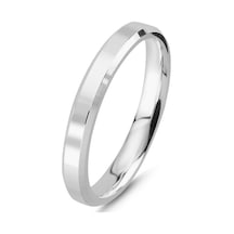 Takı Dükkanı 3 MM Gümüş Klasik İnce Alyans Söz Nişan Yüzüğü Yanı Kesik Wr88