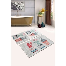 Happy Cactus Djt 3 Lü Set Banyo Paspası Klozet Takımı Çok Renkli