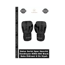 Delux Serisi Spor Hazırlık Kondisyon Ring-306 Black Boks Eldiveni 6 Oz Siyah