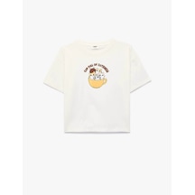 Koton Kedi Baskılı Ekru Kız Çocuk T-shirt 6skg10586ak