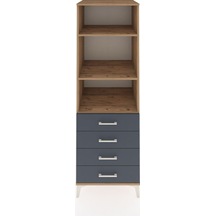 Kronos Dolap 3 Raflı 4 Çekmeceli 60x59x182 Çam-antrasit Atlas Çam