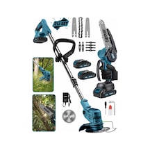 Dragro Drg-21v 2'li Set 21v Çift Akü M Uzatmalı Kollu Çalı Ot Biçme Şarjlı Tırpan Ve Testere 2 Akülü