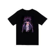 Stoned&Fame Solo Leveling Arise Anime Baskılı Unisex %100 Pamuk Siyah T-shirt SIYAH