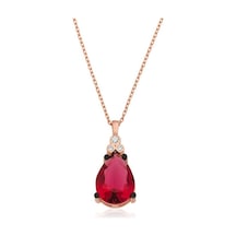 Gümüş Kırmızı Topaz Damla Kolye
