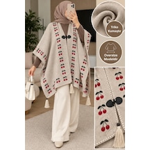 Genel Markalar Novea Scarf Kiraz Desenli Triko Panço Çok Renkli - 942435311 Çok Renkli