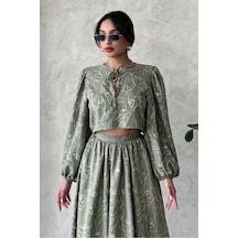 Verymoda Nakışlı Önden Bağlamalı Bluz F1902 Açık Haki