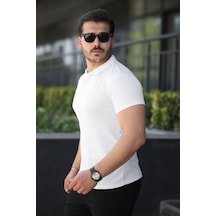 Suma Erkek Kısa Kollu Yakalı Tişört Beyaz