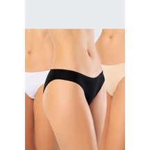 Kadın Likralı Pamuklu Bikini Külot 3'Lü Paket Beyaz - Siyah