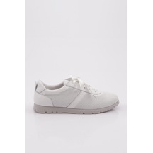 Dgn 2256 Kadin Lazerli Bağcikli Sneakers Ayakkabi 2256-2-R0198 Beyaz