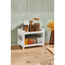 2 Katlı Beyaz Plastik Çok Amaçlı Makyaj Banyo Ofis Raf Organizeri 24x15x15 Cm Mıt1279 Diğer