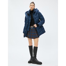 Koton Şişme Mont Kapüşonlu Dik Yaka Fermuarlı Cep Detaylı Lacivert 4wal00018ıw 4WAL00018IW704 Lacivert
