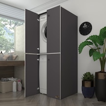Kenzlife Çamaşır-Bulaşık Makinesi Dolabı Kapaklı Roksana Gri 180*70*60 Banyo Çift Katlı Arkalıksız Çok Renkli