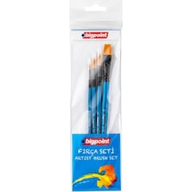 Bigpoint 111 & 210f Serisi Sentetik Kıl Yuvarlak Ve Kesik Uçlu Fırça Seti 4'lü Blister X 6 Blister