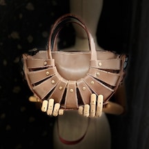 Carıdea El Yapımı Hakiki Deri Bayan Çanta, Clutch, El Omuz Çantası V100 Krem