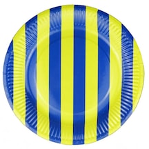 Tabak Karton Çizgili Sarı Lacivert 23 Cm Pk:8 +3