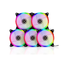Jeehugo 12cm Rgb Bilgisayar Kasası Soğutma Fanları, Sessiz Hidrolik, 1300rpm, 5 Adet Paket