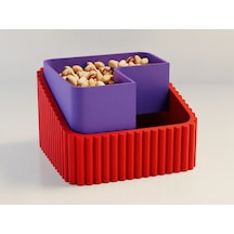 3d Baskı Fıstık Kasesi - Çift Hazneli Kabuk Ayırıcı Sunum Kasesi - Kırmızı Mor Çok Renkli