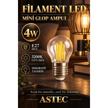 Astec E27 Mini 4 Watt Glop Gün Işığı Ampul Dekoratif Gün Işığı 3200k Filament Led