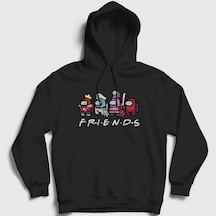 Presmono Unisex Friends Among Us Kapüşonlu Sweatshirt Siyah