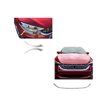 Fiat Egea Krom Far Kaşı 2 Parça + Ön Panjur Alt Çıtası Krom 2015-2019 Paslanmaz Çelik