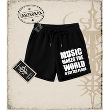 Tarzsokak Gotik & Grunge Streetwear Musıc Makes The World A Better Place Unisex Şort Siyah