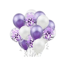 Mor Beyaz Konfetili Balon Beyaz