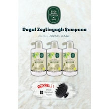 3 Adet Zeytinyağlı Şampuan 700 Ml Ve Şampuan Fırçası Hediyeli Normal